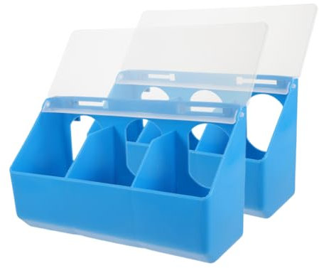 Levemolo 2pezzi Mangiatoia Per Piccioni Blu Tre Scomparti Mangiatoia Per Gabbia Per Piccioni in Plastica Distributore Di Cibo e Acqua Per Uccelli