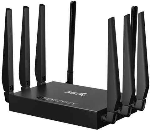 Booso Routeur WiFi 5G de Qualité Industrielle 1200 Mbps 5G CPE Détachable 8 Antennes Déverrouillage Modem Réseau Haut Débit Portable WAN Prise UE