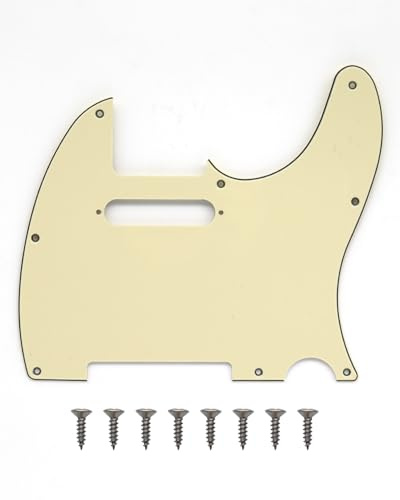 8-Loch-Tele-Schlagbrett, moderner Stil, TL Pickguard mit Tonabnehmer-Befestigungsschraubenlöchern für Tele/Telecaster (cremefarben)