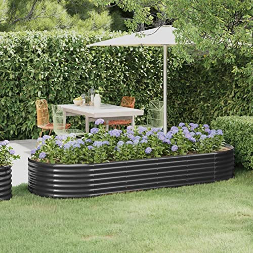 Somanki Hochbeet Pulverbeschichteter Stahl 249x100x36 cm Anthrazit, Palettenrahmen, Hochteich, Gemüsebeet, Kräuterregal Balkon, Blumenbeet, Kräuterspirale, Tomatenbeet, Pflanzhochbeet - 318996