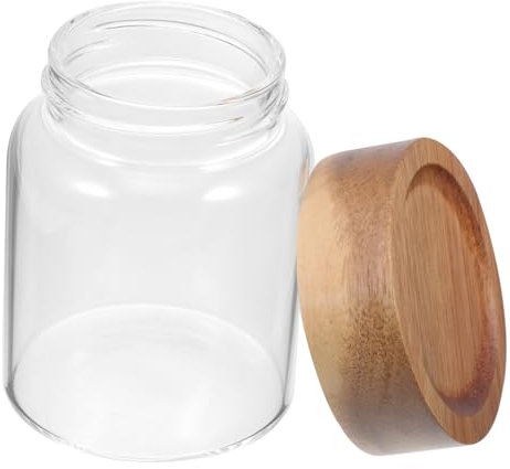 ABOOFAN Airtight Coffee Storage Jar Glass Jar Wooden Lid Vacuum Sealed Container for Tea Coffee Food Storage Holder