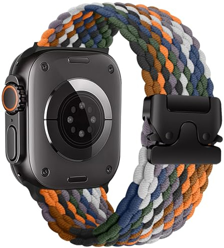 Cinturino intrecciato per Apple Watch Ultra/2, 49 mm, 46 mm, 40 mm, 44 mm, 45 mm, 41 mm, 42 mm, 38 mm, elastico in nylon per Apple Watch 10, iWatch 9, 8, 7, 6, 5, 4, 3, SE/2, mela