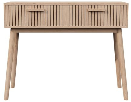 Mutuolux Konsolentisch, 100 cm, Eingangstisch mit 2 Schubladen, Beistelltisch, für Eingang, Wohnzimmer, skandinavischer Stil, helles Holz