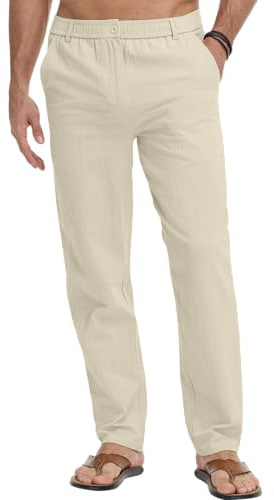 LVCBL Pantalon Homme Été - Léger & Confortable - Pantalon Loisirs/Plage
