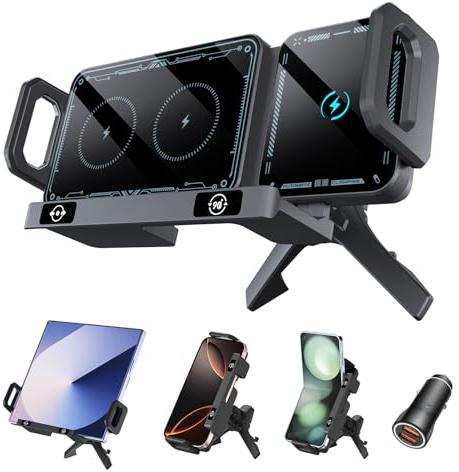 15W Fast Wireless Charger Auto Handyhalterung Mit Ladefunktion für Galaxy Z Fold 6/5/4/3, Induktion Doppelspule Kabellose Kfz-Ladegeräte, Schnelles Qi Ladestation für Z Flip 6/5/4/3 iPhone 16 Goolge