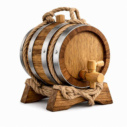 Bodega75 Aging Barrel with Stand & Spigot – Mini Whiskey/Wine Barrel for Home Aging – Available in 3, 5, 10L (Old Style, 15L)