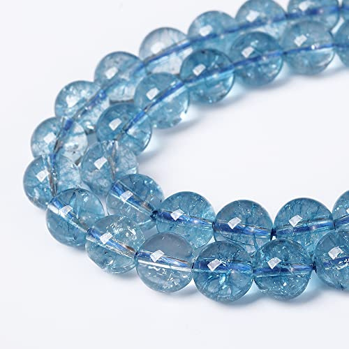 120 pezzi da 6 mm di topazio blu, cristallo di quarzo, pietra naturale, perline rotonde sfuse, orecchini, 81,3 cm, 2 filamenti