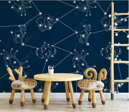 XLMING Einfache Retro Kunstlinie Sternenhimmel Tier 3D Tapeten Tapete Seidigkeit Home Esszimmer Möbel Sofa Schlafzimmer Wohnzimmer TV Hintergrund-430cm×300cm