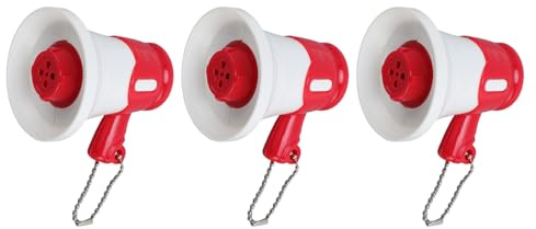 CHICIRIS Mini-Megaphone-Spielzeug 3-Pack mit Integrierten Songs, Leichter Sprachverstärker-Spielzeug, Schlüsselbund für Kommunikation, Musik-aktivierter Requisite, Multi-Interaktive-Spielset (Rot)