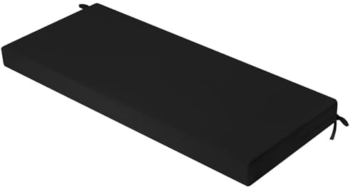 PRIMEPATIO Cuscino per panca per esterni, comodo cuscino per panca, impermeabile, con nastri, imbottitura ispessita per mobili da giardino, 100 x 40 cm, colore nero