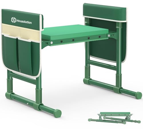 Housolution Tabouret de Jardin Rodillère Pieds Extensibles Anti-Chute | Pliable Portatif avec 2 Poches à Outils, Tapis de Rodage Épais Doux – Cadeau de Jardinage pour Femmes Hommes Personnes Âgées