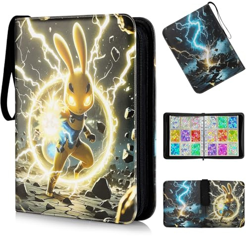 Raccoglitore Carte con Cerniera Sigillata, 52 Pagine, 936 Tasche, Binder Carte con Caricamento dall'alto, Album Carte Impermeabile in PU, Doppio Lato, Compatibile con MTG