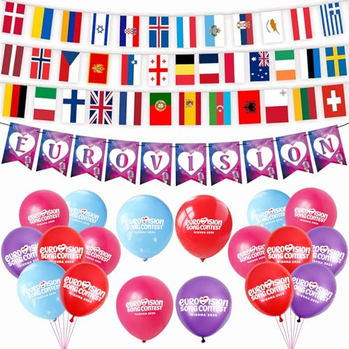 Eurovision Party Decorations 2026, Eurovision Song Contest Decorations, Eurovision Party Supplies for Garden Bar Restaurant