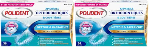 POLIDENT - Nettoyant Gouttières, Appareils Dentaires et Protège-dents - 36 comprimés (Lot de 2)