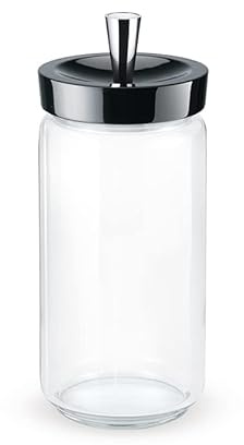 Giannini Glossy Barattolo Vetro Quadro Coperchio in Legno massello laccato nero Made In Italy