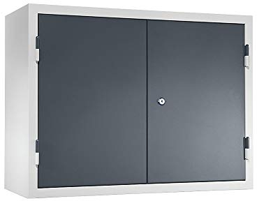 Certeo | Werkstatt-Hängeschrank | HxBxT 600 x 800 x 320 mm | Vollblechtüren | basaltgrau RAL 7012