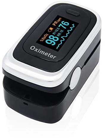 Fitfaith - Oxymètre de pouls - Moniteur de saturation du bout des doigts - SPO2 avec affichage OLED, indice de perfusion, moniteur de fréquence respiratoire - Approuvé par la FDA et CE