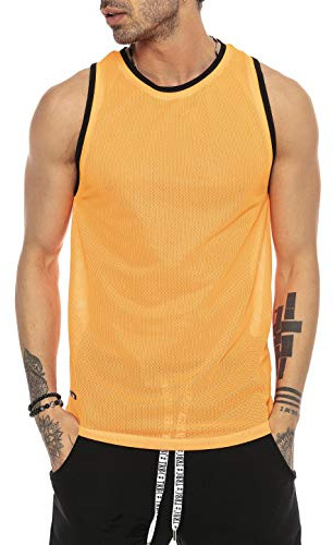 RED BRIDGE - Camiseta de Tirantes Colorida Semi Transparente para Hombre - Orange