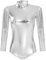 IBTOM CASTLE Ballettanzug Damen Frauen Langarm Body Ballett Trikot Turnanzug Gymnastikanzug Tanzen Bodysuit Tanztraining Gymnastik Kostüm Einteiler Metallic One Piece Leotards Oberteile Silber L
