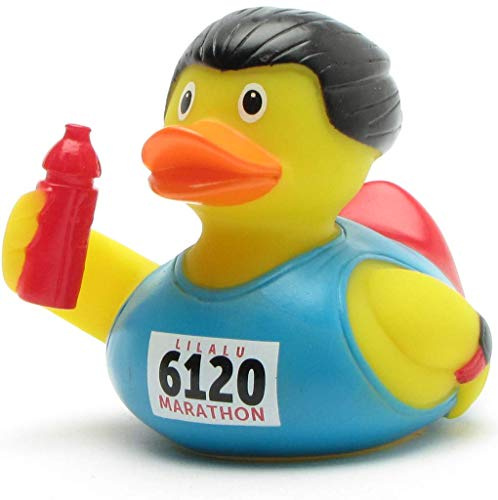 Duckshop I Badeente Marathon I Quietscheente I L: 8,5 cm I Quietscheentchen I Geschenk für Sportler I Präsent Sammler