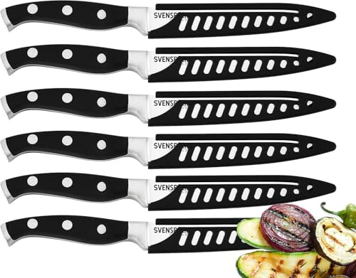 Svensbjerg Steakmesser-Set, Wellenschliff, Edelstahl Steakmesser, Pizzamesser, Grillmesser, 6-teilig | SB-SK101 (Steakmesserset SB-SK201)