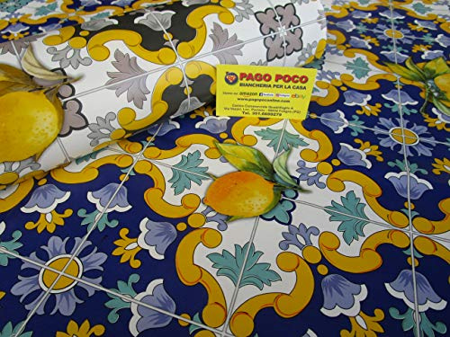 Tovaglia Quadrata in Plastica 100% Impermeabile Disegno MAIOLICHE Misura:140x140.. MADE IN ITALY !!!! (140x140)