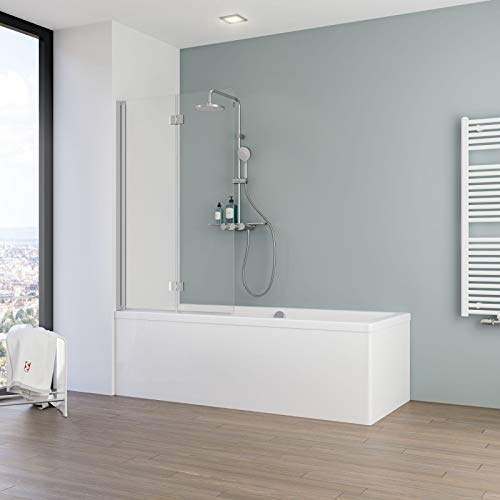 Schulte pare baignoire 90-92 x 140 cm réversible argenté 2 volets | 2 volets 48-50 x 42 cm rabattable à 180° verre trempé