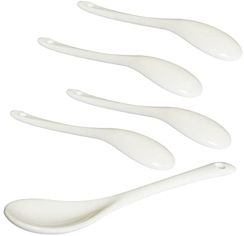 Lotatheta Eierlöffel aus Porzellan, Keramik, 12,7 cm, für Kaffee, Dessert, Joghurt, Tee, milchiger Tee, 5 Stück