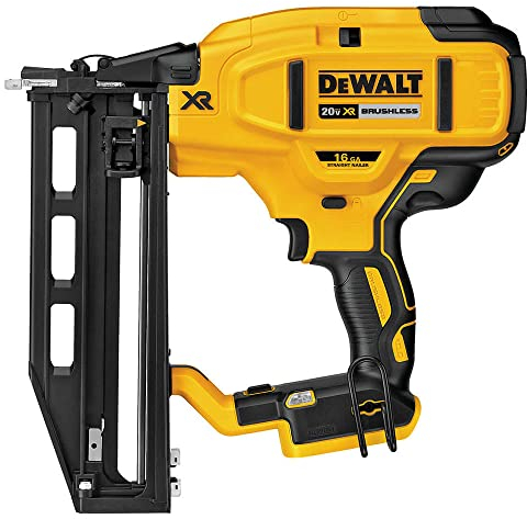 DEWALT DCN662N 18V XR Brushless Finish Nailer for 1.6mm Diameter and 32-64mm Long Nails Without Battery & Charger, Yellow