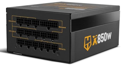 NOX XTREME PRODUCTS Hummer X 850W 80 Plus Gold -NXHUMMERX850WGD- Fuente de alimentación 850W, ATX 12V, Ventilador ultrasilencioso de 120mm, condensadores electrónicos japoneses certificados, Negro