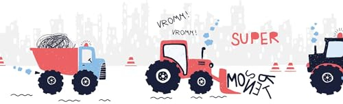 Profhome Kindertapete 403736-GU selbstklebende Bordüre rot schwarz blau weiß 0,155 m x 5,00 m / 0,775 m2