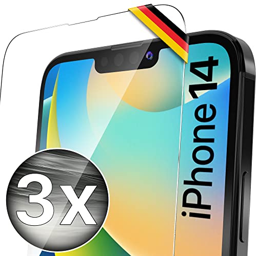 UTECTION 3X Schutzglas Folie für iPhone 14 - Kinderleichte Anbringung - Hochwertiger Displayschutz 9H aus Glas - Perfekte Schutzfolie Vorne für Hüllen & Cases - 3 Stück…