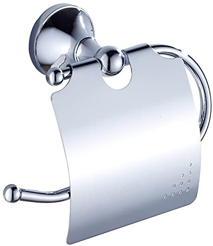 Boyuan Toilettenpapierhalter mit Deckel Klopapierhalter Messing Klorollenhalter Wandmontage Papier Halterung wc Rollenhalter für Badezimmer, Toilette, Küche,Chrome