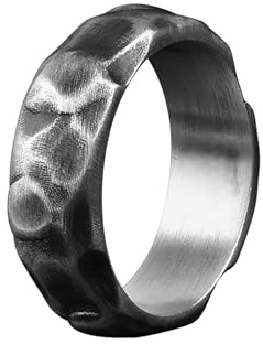 BySilverStone Jewelry Meteorit 925 Silber Herren-Wolfram-Ring, Sterling Silber Herren-Verlobungsring, Ehering, Statement-Ring, Jubiläumsring, Geschenk Für Den Besten Mann