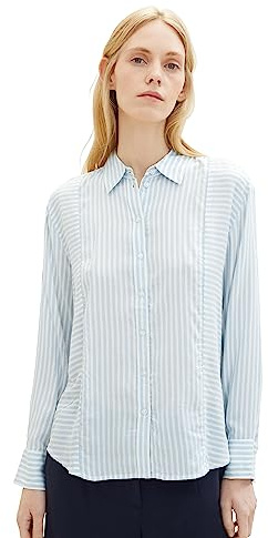 TOM TAILOR 1037894, Camicia da Donna Donna, 33794 - Blue Offwhite Stripe,