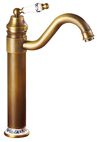 Mischbatterie Waschbecken,Waschbecken Bad,Bad Armaturen Waschbecken,Waschbeckenarmatur Bad,Einhebelmischer Aus Antikem Kupfer Für Heißes Und Kaltes Wasser,Antik + Hoch
