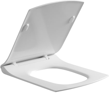 Soft Close Square Toilet Seat White with Quick Release for Easy Clean Loo Seat with Adjustable Hinges Standard Square Shape Toilet Seats