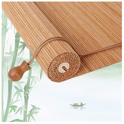 KemNet Bamboo Esterno Tapparelle Bambu Tapparella Bamboo da Esterno 100x200 150x200 50x100cm 75% Oscuramento Tenda a Rullo in bambù per Soggiorno Giardino Gazebo Patio Facile da Installare