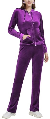 Woolicity Tuta Sportiva Donna in Velluto Completi Felpa con Cappuccio Pantaloni Jogging Invernale Passeggiata Casual Pigiama Ginnastica