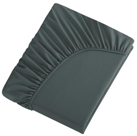 Tifschlaf Spannbettlaken 160x200cm Grau Bettlaken - Spannbetttuch 160x200 aus Weich Mikrofaser, Betttuch Bett Laken Bezug 160 x 200 Anthrazit 30 cm Tiefe Tasche, Bed Fitted Sheet Bedsheet