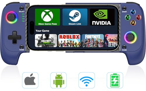 Gamtoure 【Anti - Drift & Case - Friendly】 Fast - Connect Game Controller for iPhone/Android | Upgraded Joysticks with Lighting | Ideal for Cloud Gaming, PUBG, Roblox, Call of Duty Mobile Gamers