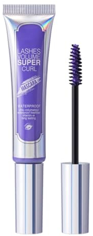 Wasserfeste Mascara, Schwarze Wimperntusche für 4x mehr Volumen und kräftige Wimpern, Voluminous Waterproof, Waterproof Schwarz Blau Rot Grau Grün Mascara (Lila, Mascara)
