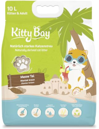 KittyBay - Meow Tai - Litière écologique pour chats, agglomérante et sans poussière, manioc brun, 10 litres