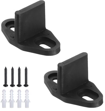 uxcell 2 guías de piso para puerta de granero, accesorios de pista en forma de T, guía de piso inferior para puerta de granero corrediza, para puertas de armario y bolsillo, negro mate