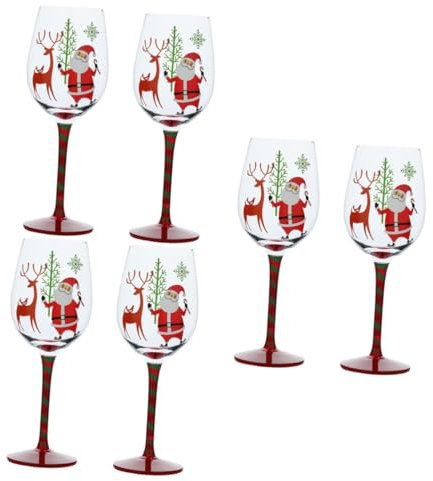 Garneck 6 Stk Weihnachtsgläser mit Stiel weinverkostung wine tasting weihnachtbaum santa Hochzeit Weingläser Weihnachtsbrille Cocktailgläser Weihnachtskelche weihnachtliche Elchbrille Glas