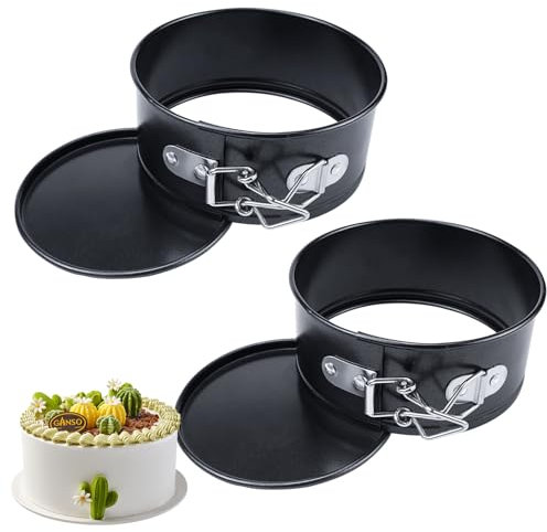 QGGTQG Mini teglia da 11 cm, 2 stampi per torte, con rivestimento antiaderente, mini rotondi, con fondo piatto per torte