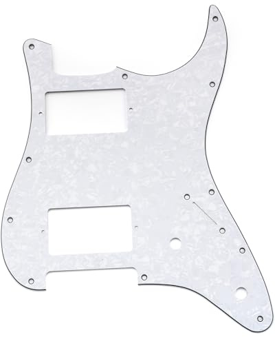 Musiclily Pro 11 Löcher ST HH Schlagbrett Pickguard 4-lagig White Pearl | 2 Bedeckter Humbucker 2 Potis Aussparungen, für Fender Squier Strat Style E-Gitarre