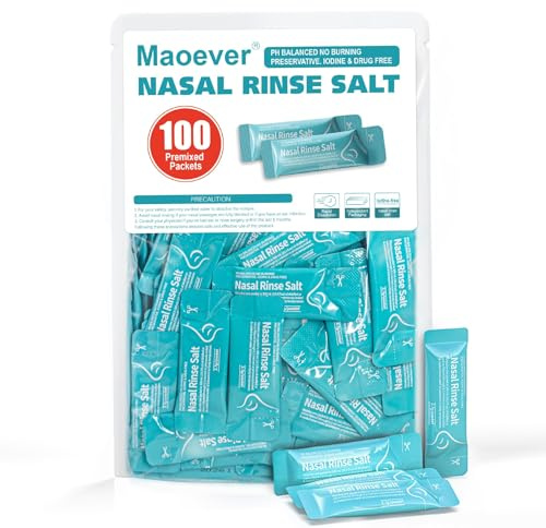 MAOEVER 100 Saline Packets, Neti Pot Salt Packets, Individually Wrapped Saline Packets for Neti Pots, Nasal Irrigation, and Squeeze Bottles & Sinus Relief | Sinus Care (Green, 100)