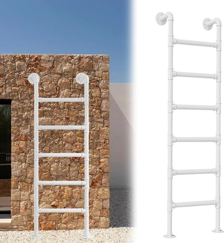 Escalera de altillo para litera, de hierro forjado blanco, antideslizante, con kit de 155 cm