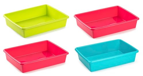 AC - Pack de 4 Bandejas Frigoríficas - Capacidad de 1,65 L - Fabricado en Plástico - Apto para Microondas y Congelador - 6 x 26 x 19 cm - Color Aleatorio